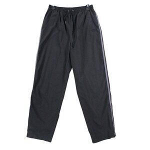Vintage Wilson Mens Black Nylon Wind Breaker Athletic Pants W/ Drawstring Size M